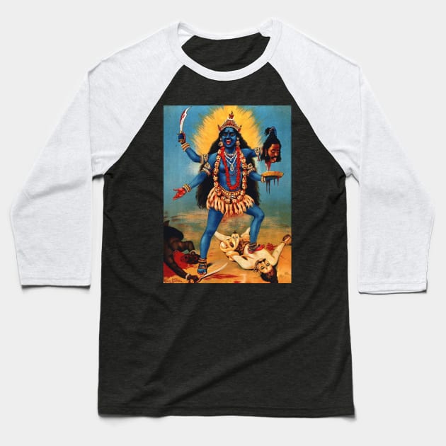 Kali trampling Shiva Baseball T-Shirt by kaliyuga